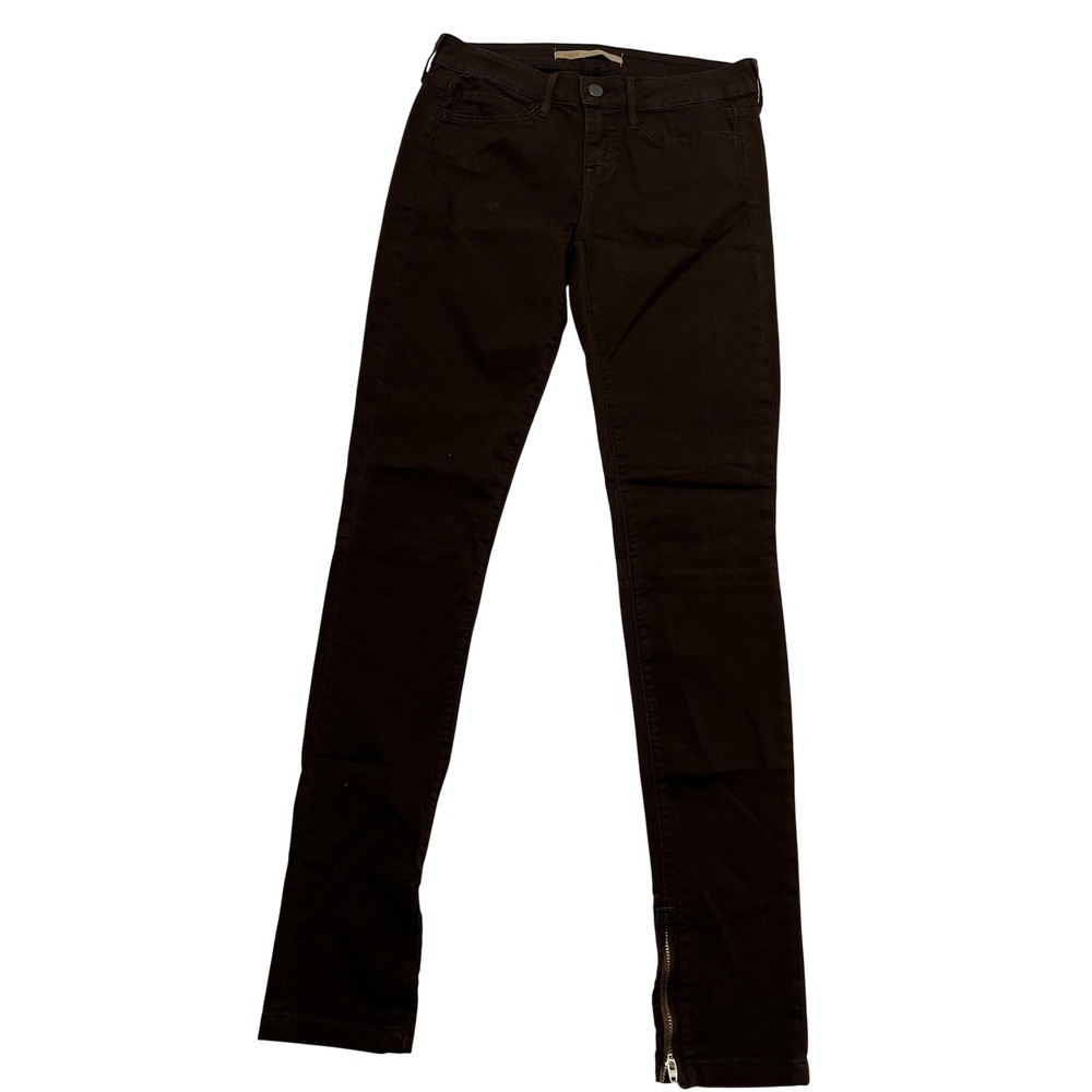 Vince Jeans Womens 27 Brown Skinny Ankle Zip Stretch Denim Pants Mid Rise